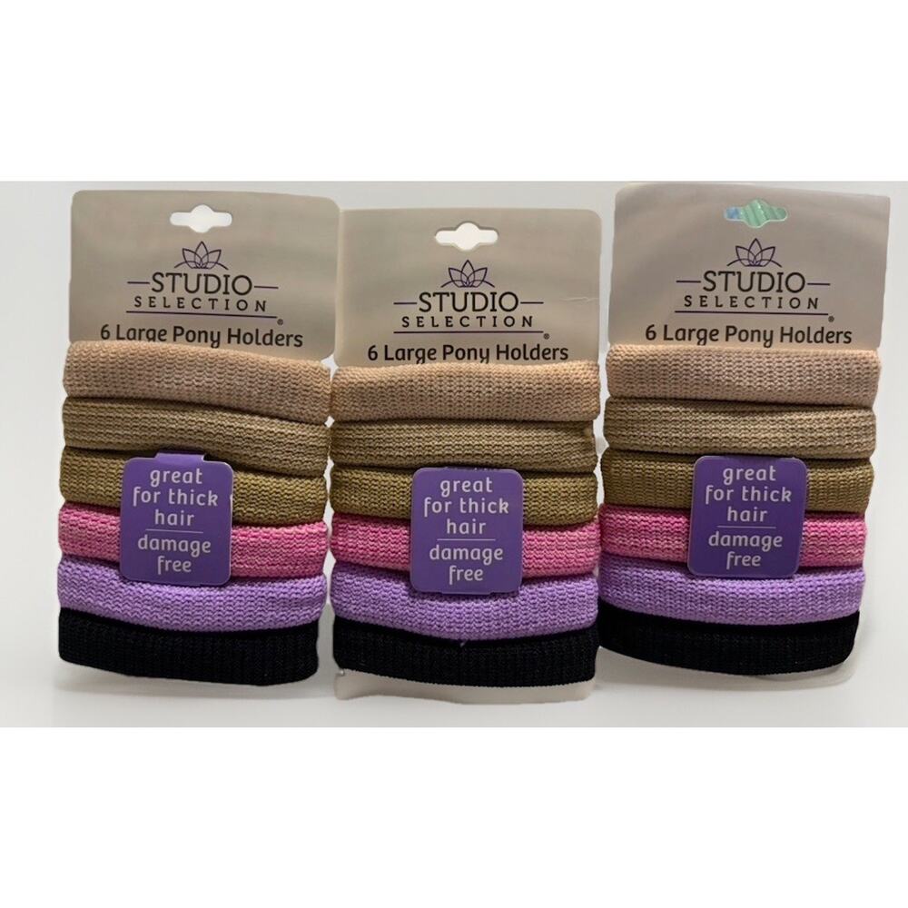 Studio Selection Pony Holders 18 Total Thick Hair No Damage Elastic Hair Bands
